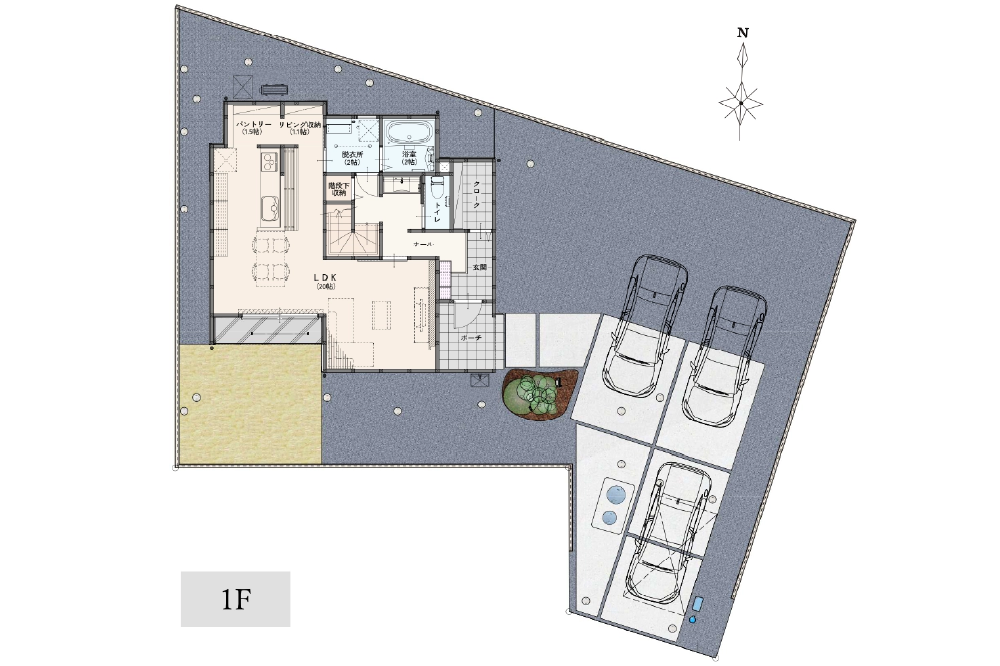 1階間取り図と外構図
