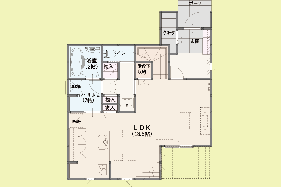 1F間取図：アリエス・テラス江曽島No6
