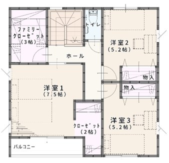 ノーブルガーデン常陸大宮市下町 No.3 2階の間取り図