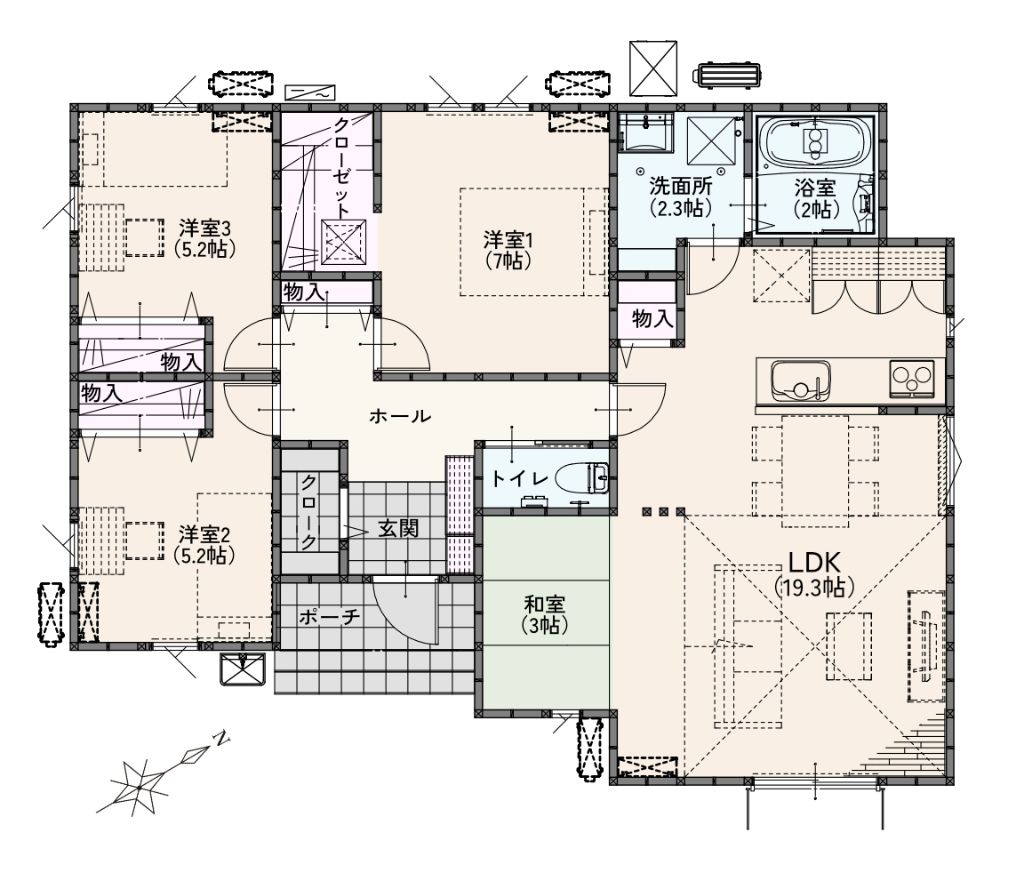 平屋 No.22 1F 間取り図