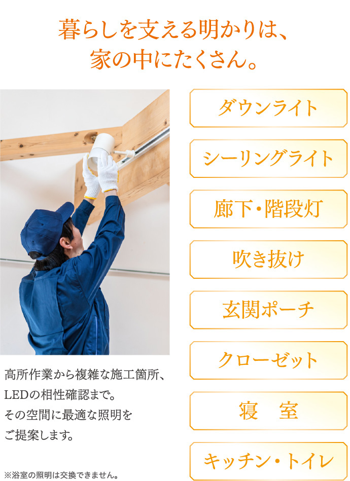 暮らしを支える明かりは、家の中にたくさん。