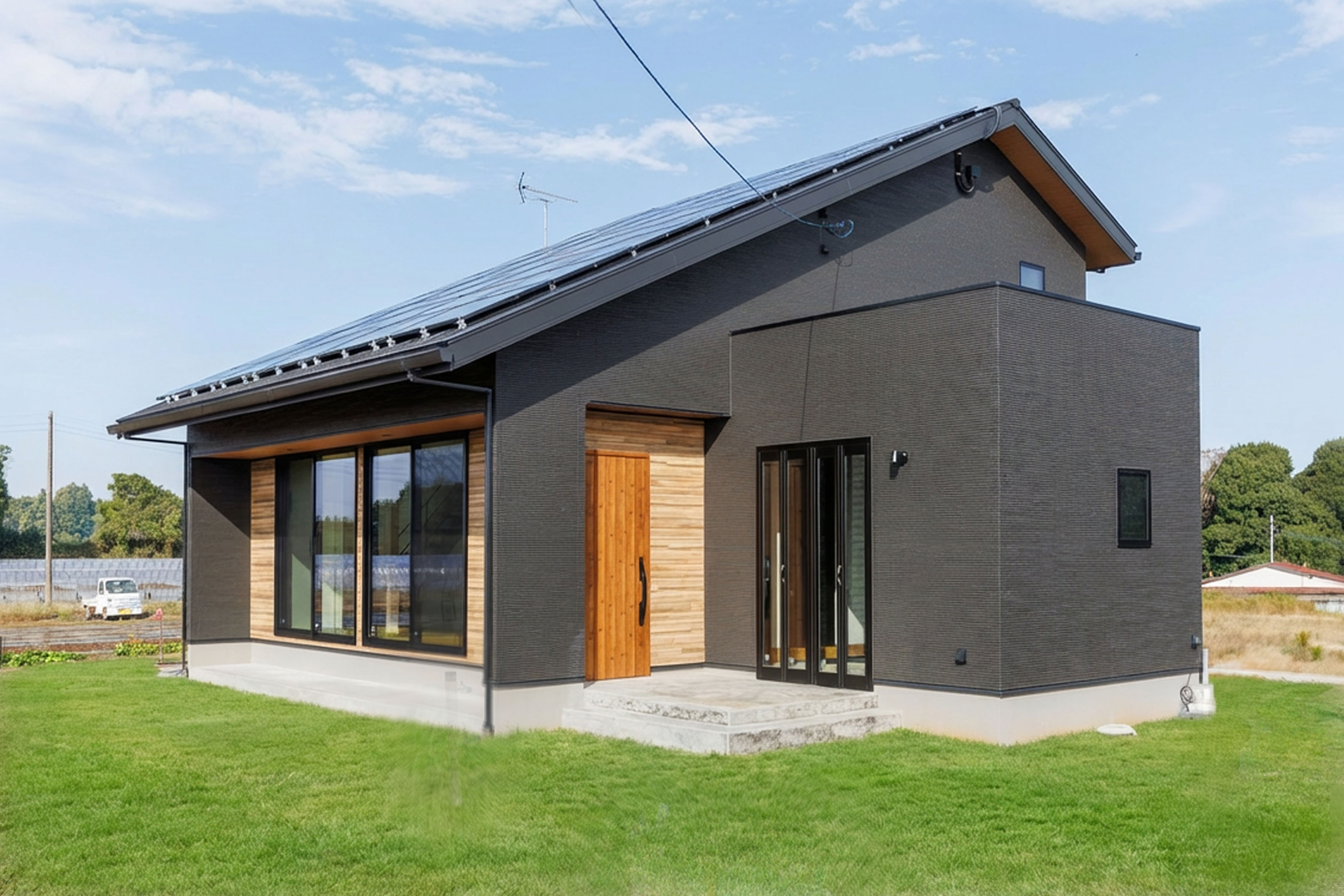 木目の天井が美しい、大屋根の家